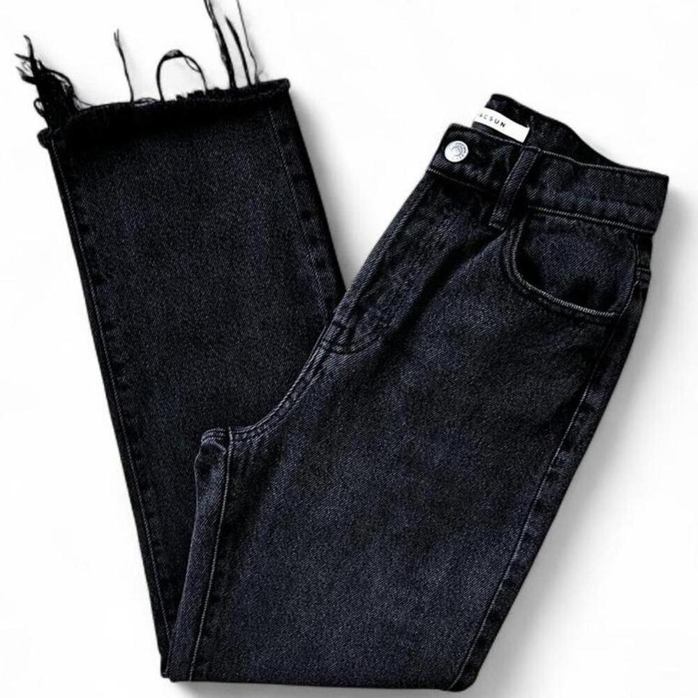 PacSun Black High Rise Straight Leg Jeans Raw Hem Women’s 24